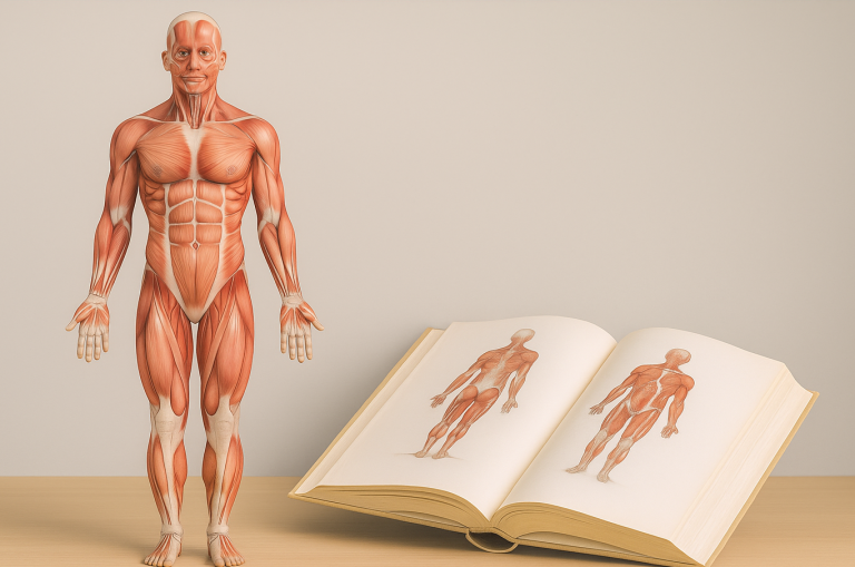 Illustration eines menschlichen Körpers mit aufgeschlagenem Buch – Symbol für das Körperalphabet von Hokamo’ok, Resonanz von Organen und Bew